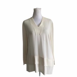 ESCADA Cream Long Sleeve V Neck Blouse